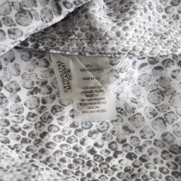 CALVIN KLEIN Gray Snakeskin Print Long Sleeve Blouse - Size Medium - Picture 8 of 9